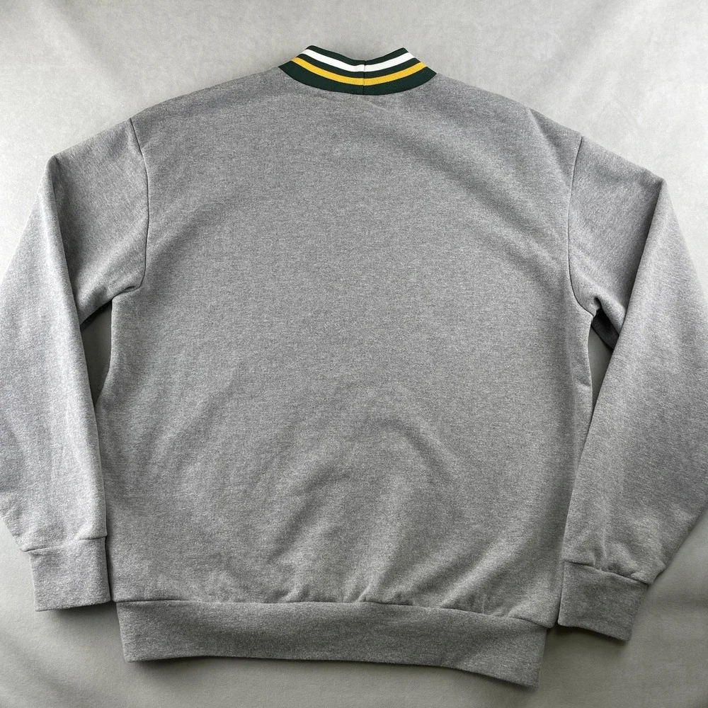 American Apparel Sweatshirt Mens L Gray Crewneck Striped Collar Cotton Blend A's